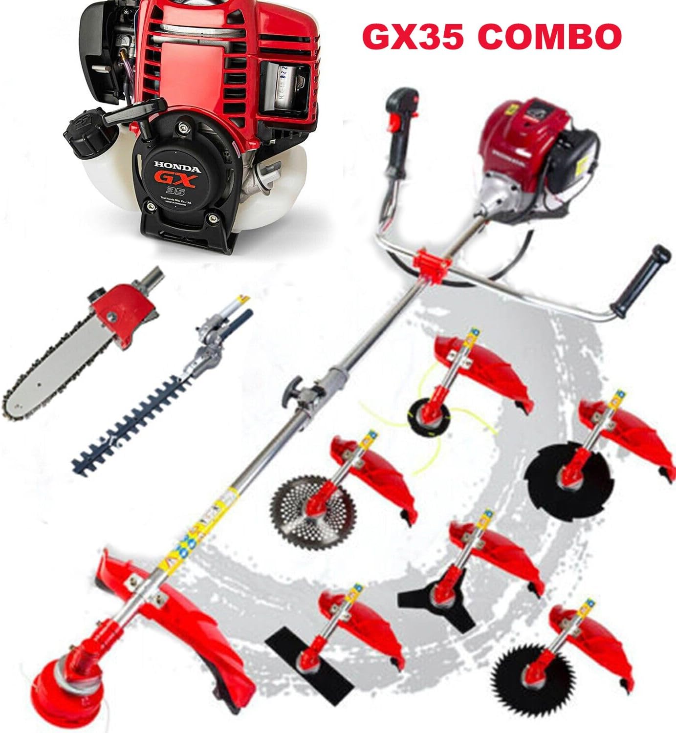 Cortador de cepillo GX35 9 en 1 Cortador de hierba de gasolina, cortadora de poda de 4 tiempos, desbrozadora de malas hierbas