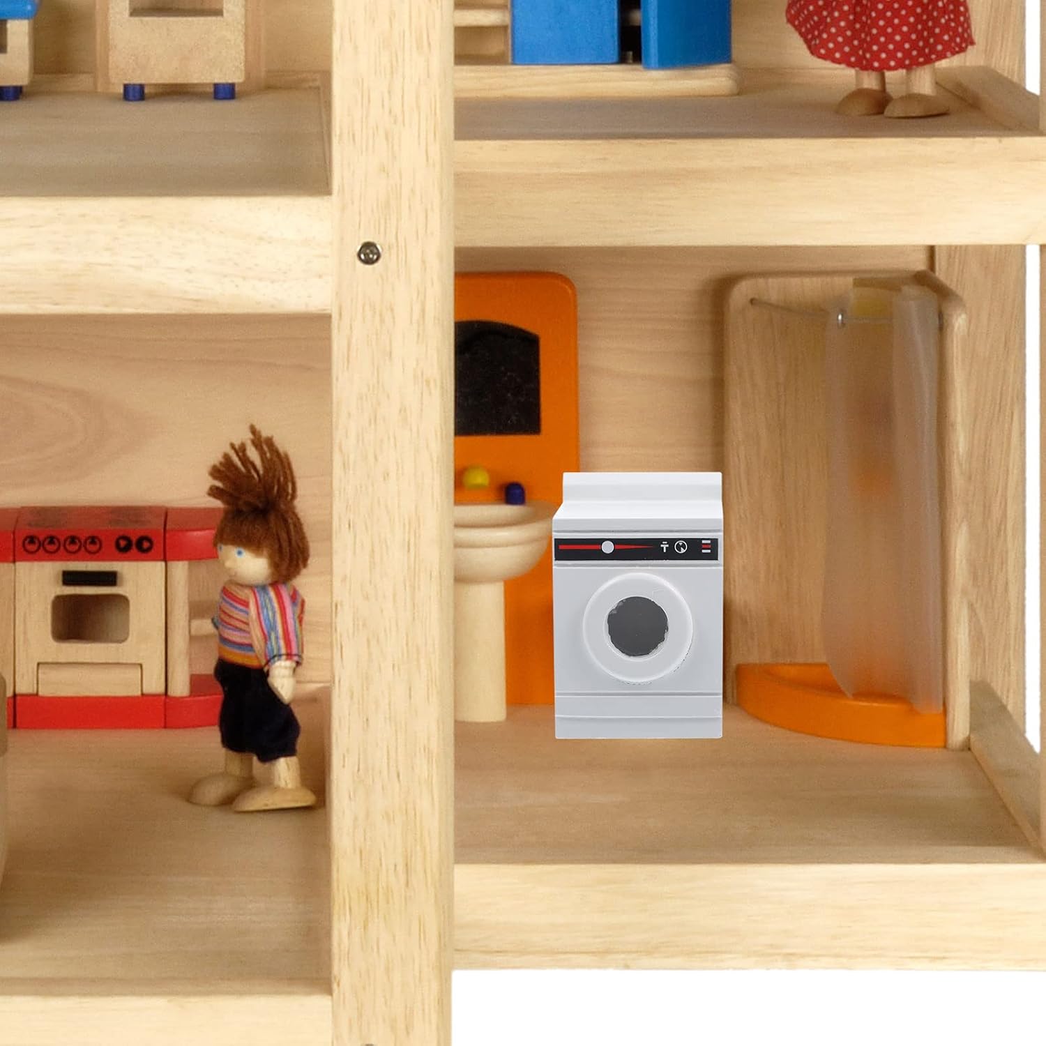 Toyvian Lavadora de casa de muñecas Mini lavadora de tela secadora Modelo Minihouse Lavandería Miniatura para casa de muñecas Accesorios de muebles