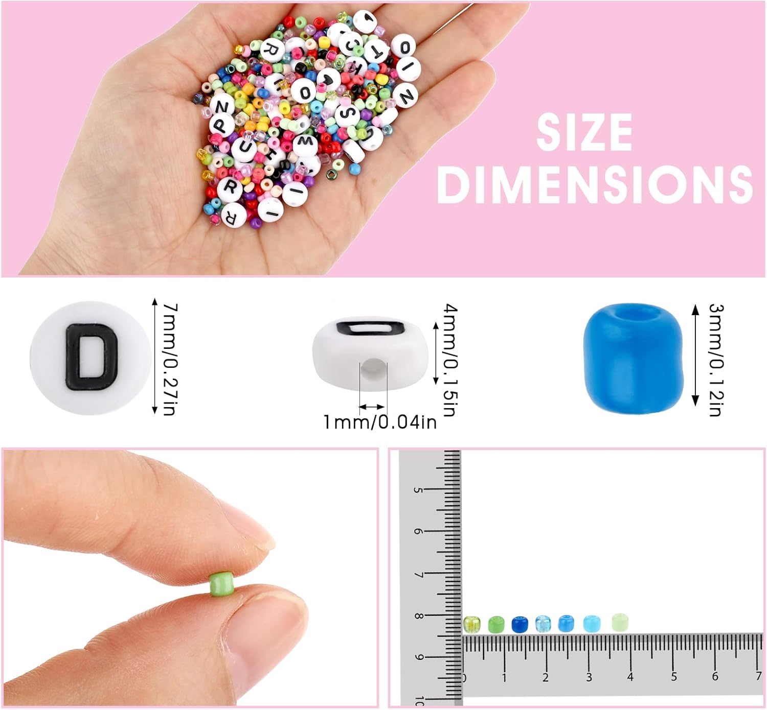12000 cuentas de cristal de 0.118 pulgadas (0.118 in) y cuentas de letras, cuentas de semillas de vidrio de 24 colores para pulseras de amistad,