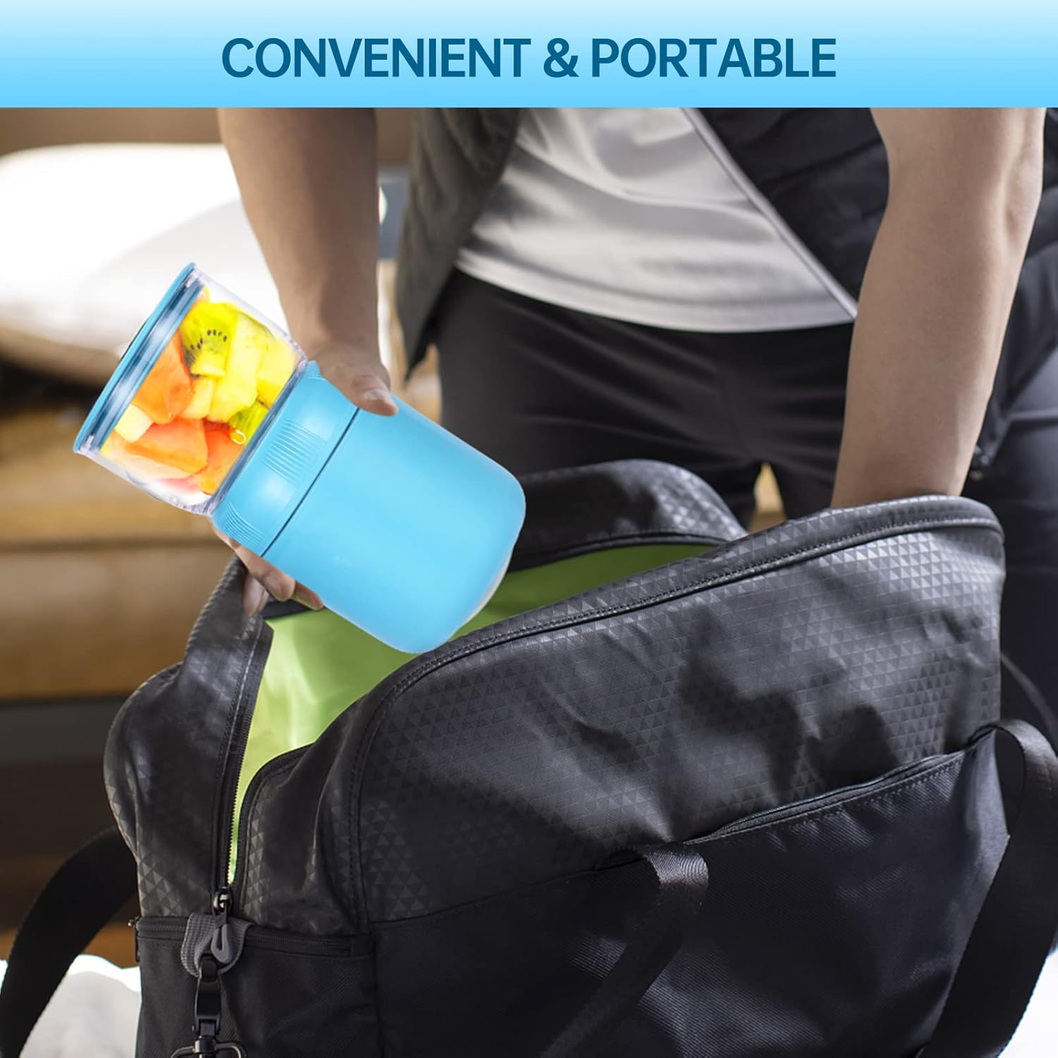 Blue – Juego de 3 soportes unisex para comidas, polipropileno y acero inoxidable, incluye cuenco para cereales, taza de leche y cuchara, apto para
