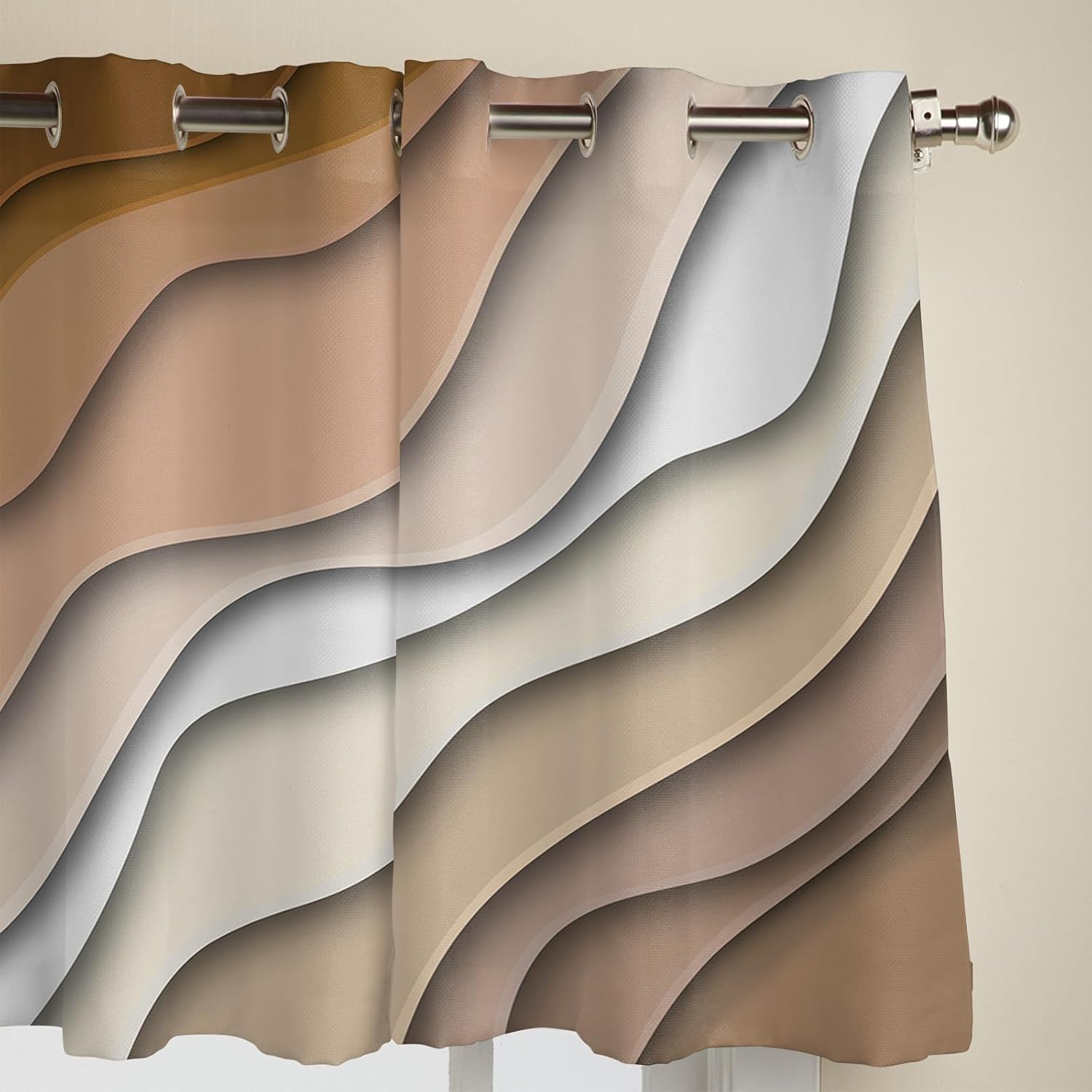Libaoge Curtains Panels for Kitchen Modern Abstract Geometric Brown Gradient Window Curtains Light Filtering Grommet Top Drapes for Bedroom