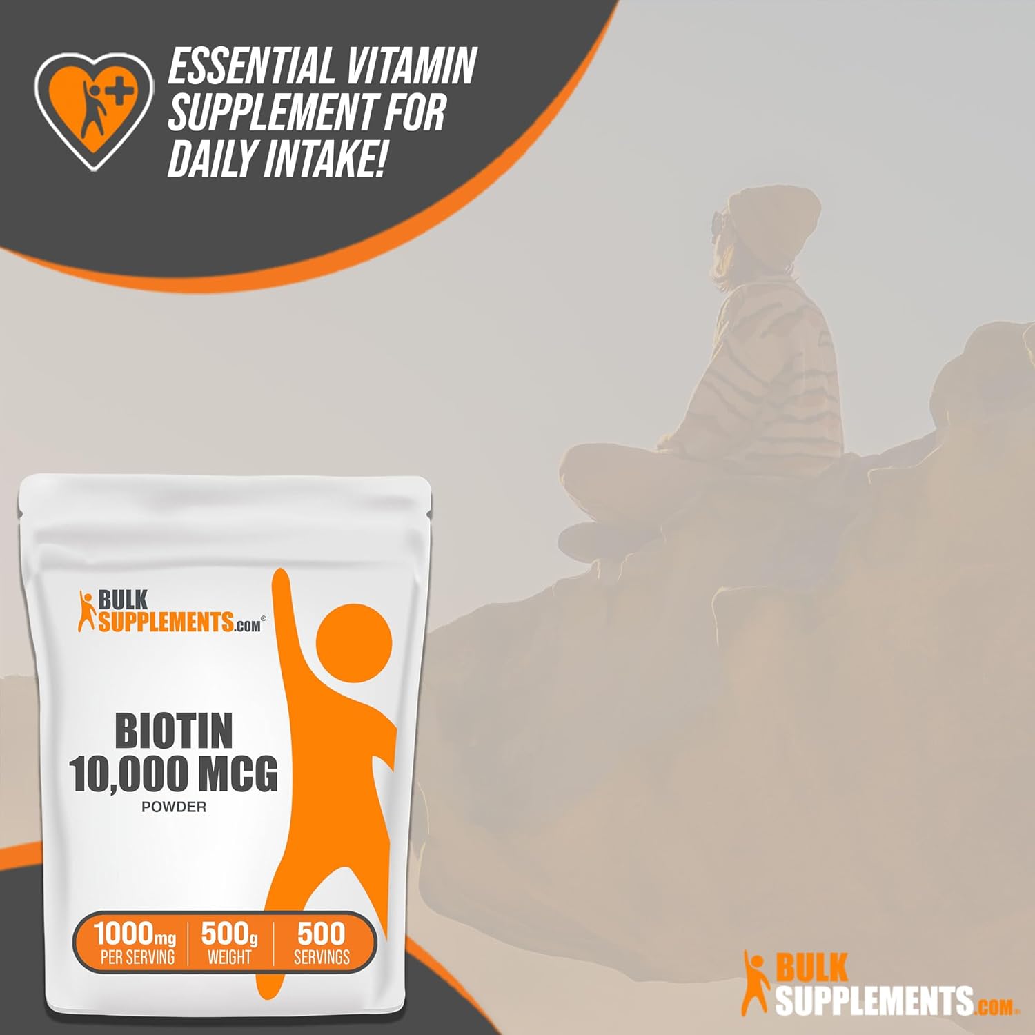 BulkSupplements.com Biotin 10000mcg Polvo – Polvo de biotina, suplemento de biotina, vitaminas de biotina para el cabello, la piel y las uñas, sin