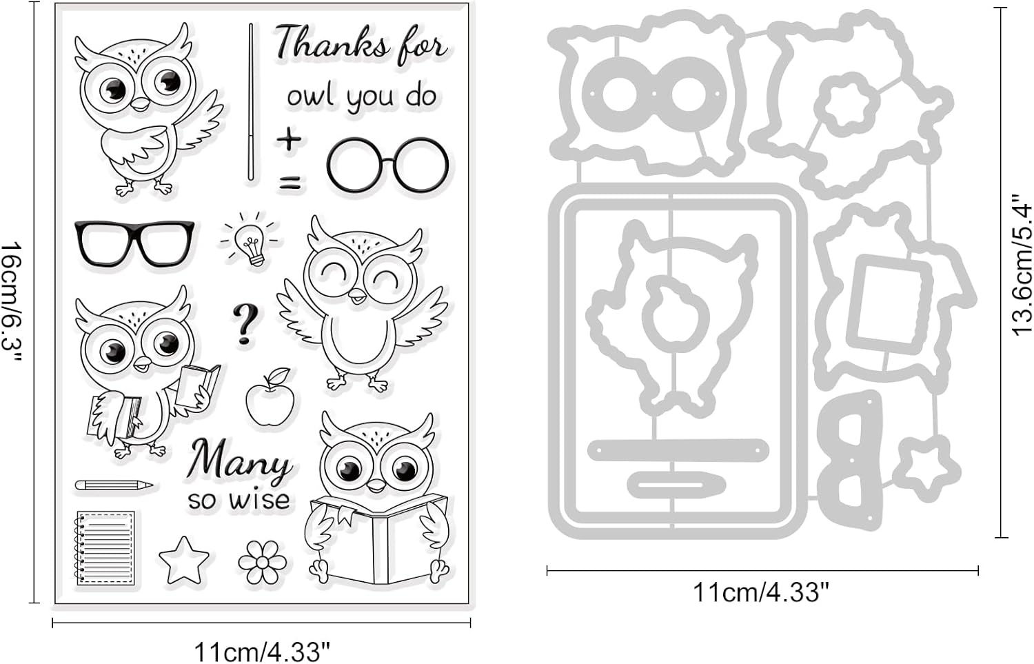 ORIGACH Juego de sellos y troqueles de estudio de búhos para hacer tarjetas, diseño de búhos y sellos para álbum de recortes decorativo