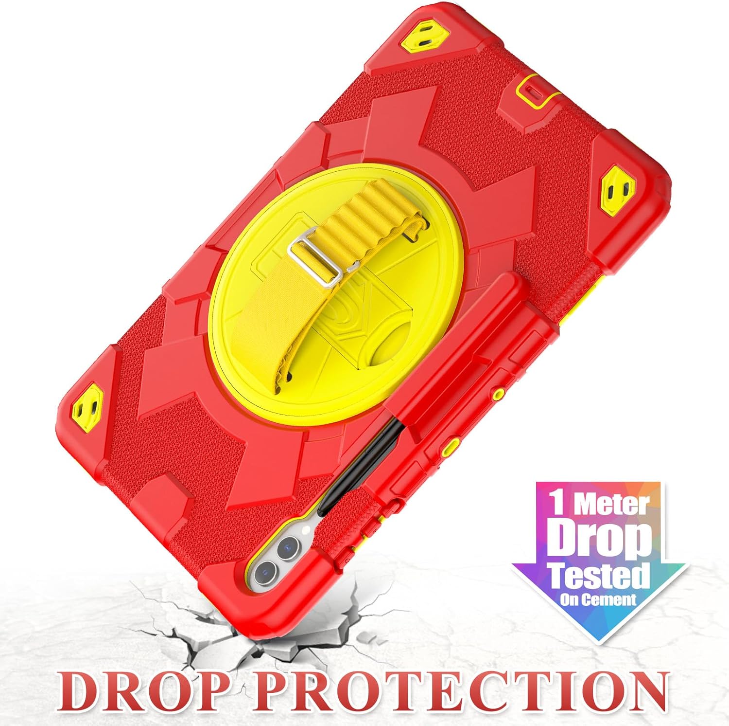 SEYMAC stock Funda para Samsung Galaxy Tab S9 Plus de 12.4 pulgadas, diseño de malla a prueba de caídas con protector de pantalla correa de mano