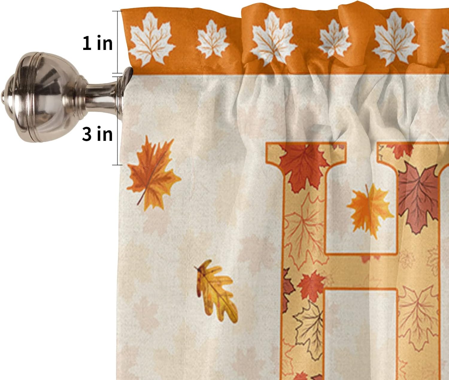 Cenefas de cortina de corona de otoño para ventanas, filtrado de luz, aislamiento térmico, cortinas decorativas de calabazas naranjas para cocina,