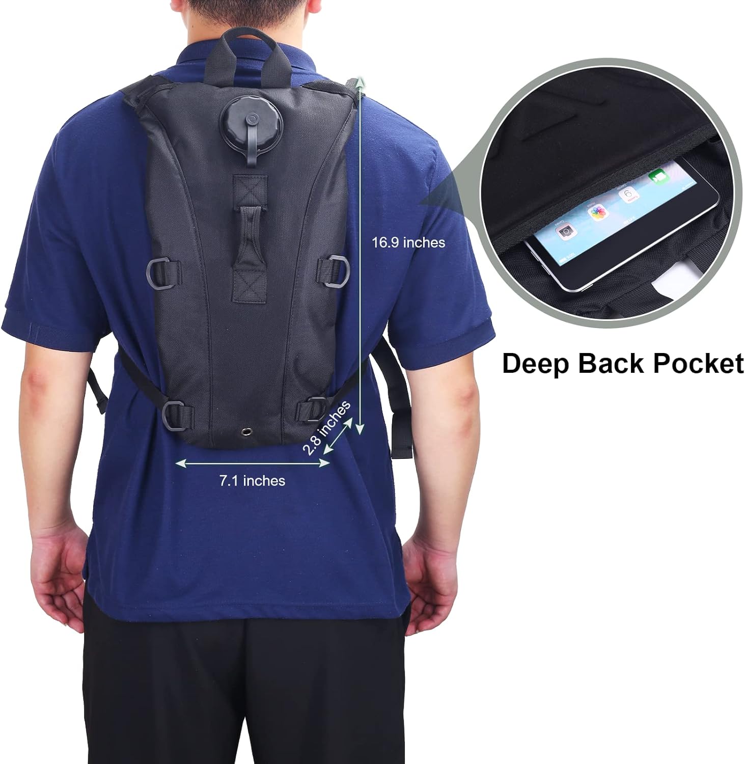 Mochila de hidratación con vejiga de 3 litros, bolsa de agua táctica para senderismo, ciclismo, correr, caminar y escalar