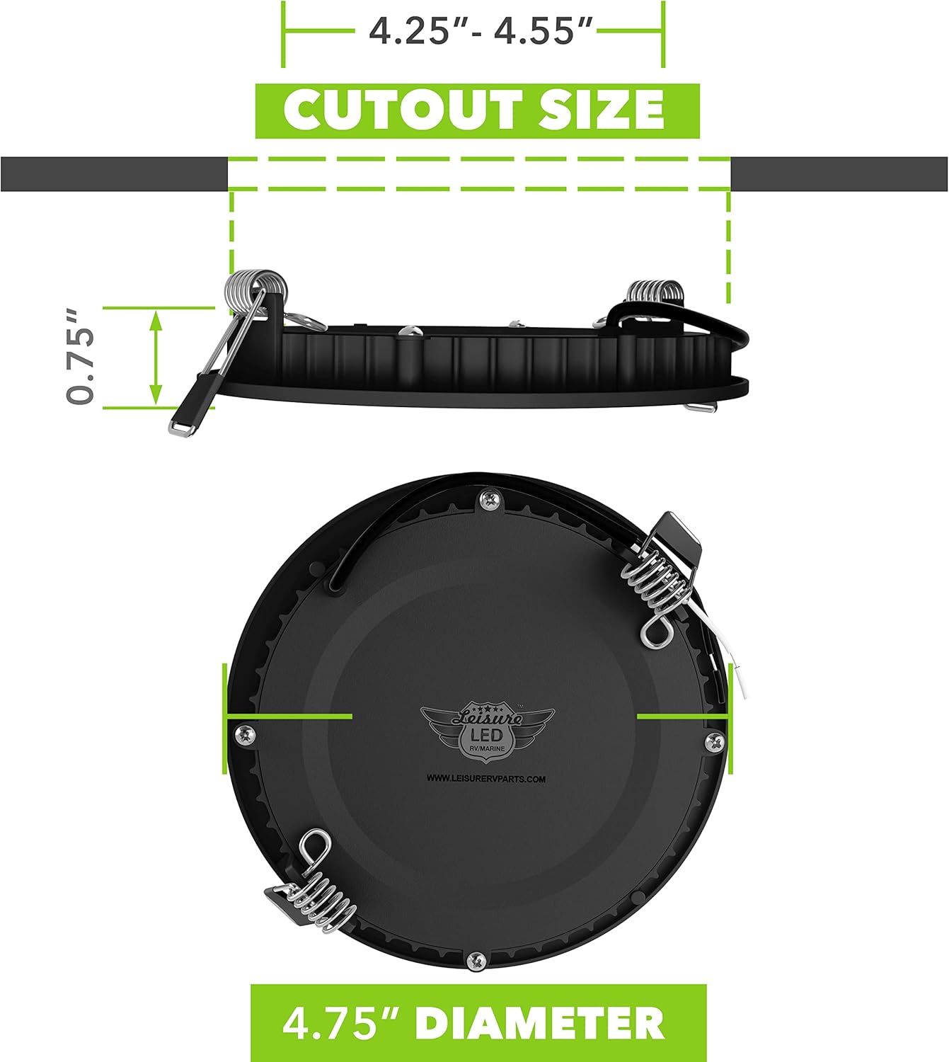 Leisure LED Paquete de 5 luces de techo empotrables para barco RV de 480 lúmenes, luz LED súper delgada, panel de luz DC 12 V 4.75 pulgadas, 6 W,