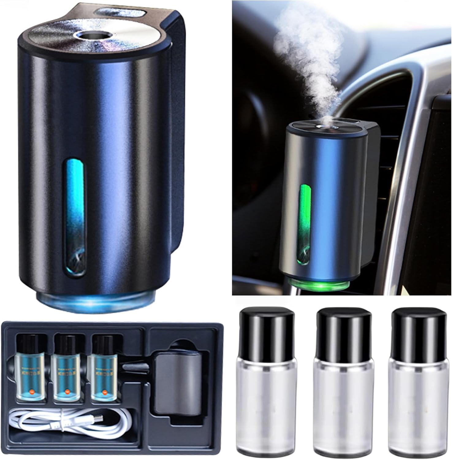 Ambientador inteligente para automóvil, difusor de ambientador de automóvil, difusor de aroma recargable para automóvil, 3 niveles de difusor
