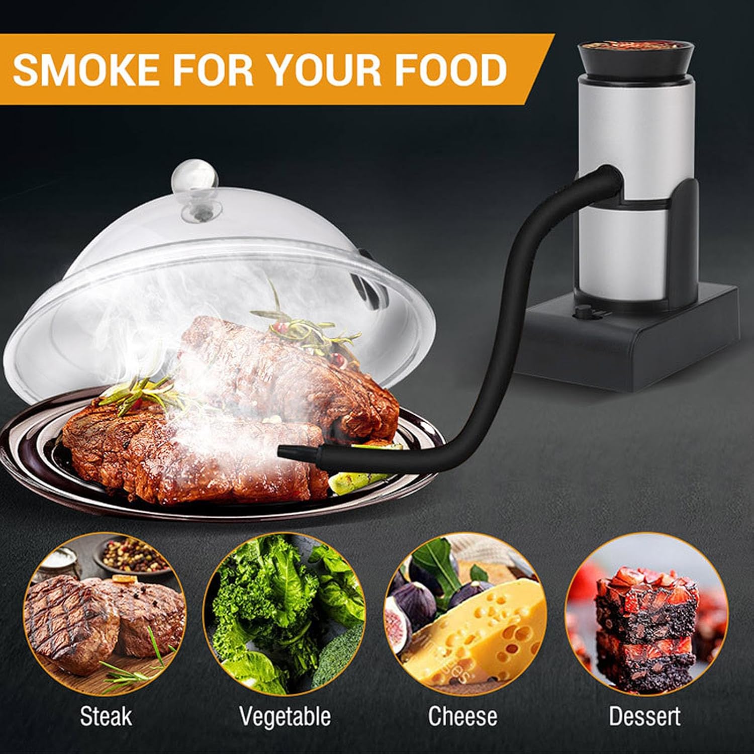 Infusor portátil del humo, ahumador al aire libre compacto de la comida del sabor del humo para los mariscos para la gastronomía molecular