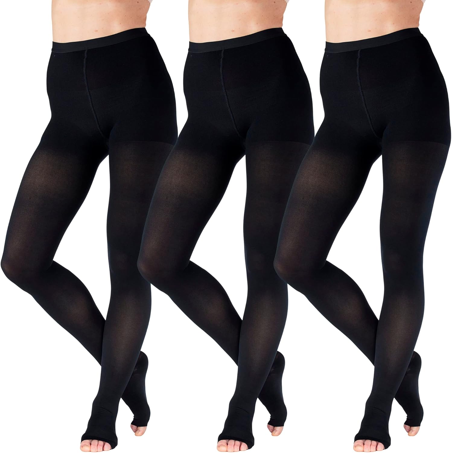 (3 pares) Medias de compresión para mujer con punta abierta 20-30mmHg – Venas varicosas