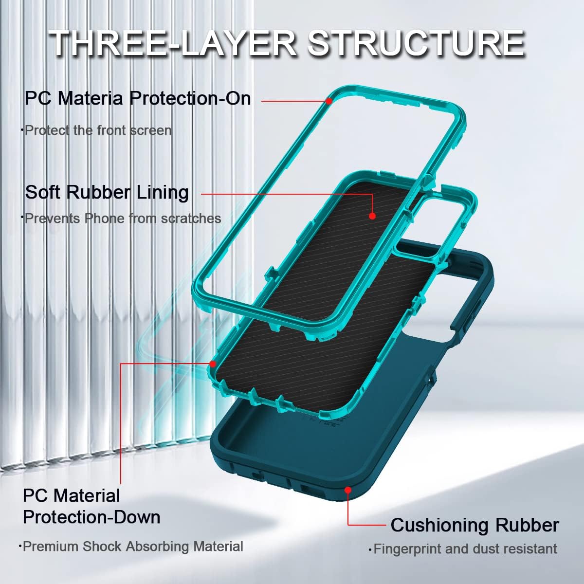 I-HONVA Funda para Samsung Galaxy A14 5G, a prueba de golpes, a prueba de polvo y caídas, protección de cuerpo completo de 3 capas sin protector de
