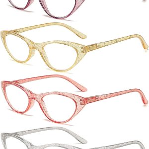 100 CLASSIC 4-Pack Reading Glasses Ladies Cateye Spring Hinges Reader Crystal Sand Temple Fashion Eyeglasses for Women 100 CLASSIC 4-Pack Reading Glasses Ladies Cateye Spring Hinges Reader Crystal Sand Temple Fashion Eyeglasses for Women