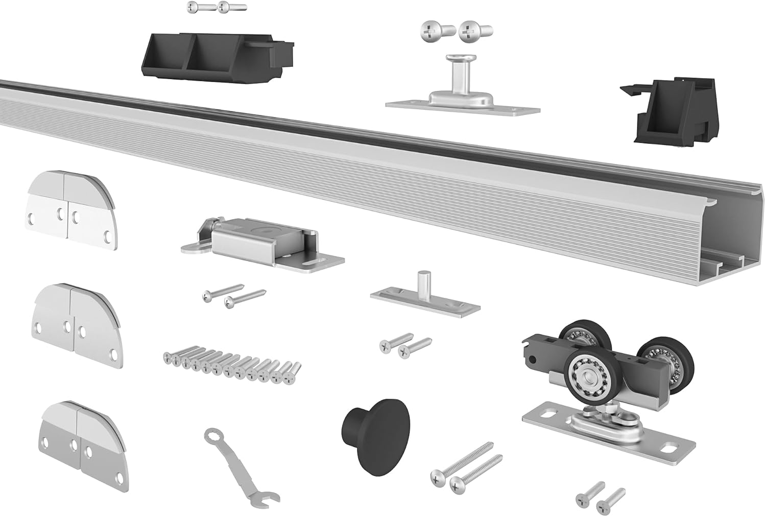 JUBEST Herrajes para puerta plegable de 36 pulgadas, herrajes para puerta corrediza de granero para 2 puertas (18 pulgadas cada una), kit de
