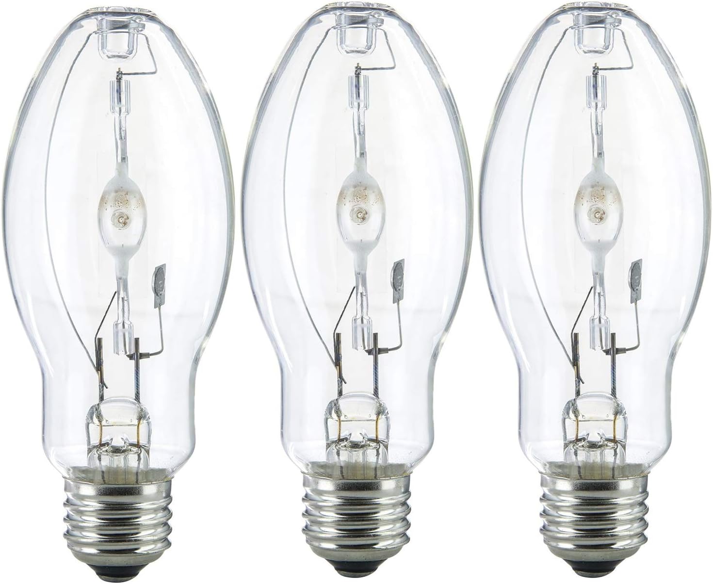 Bluex Bulbs Paquete de 3 bombillas de halogenuros metálicos MH150UMED de 150 W con arranque por pulso, base media, E26, lámpara HID transparente,