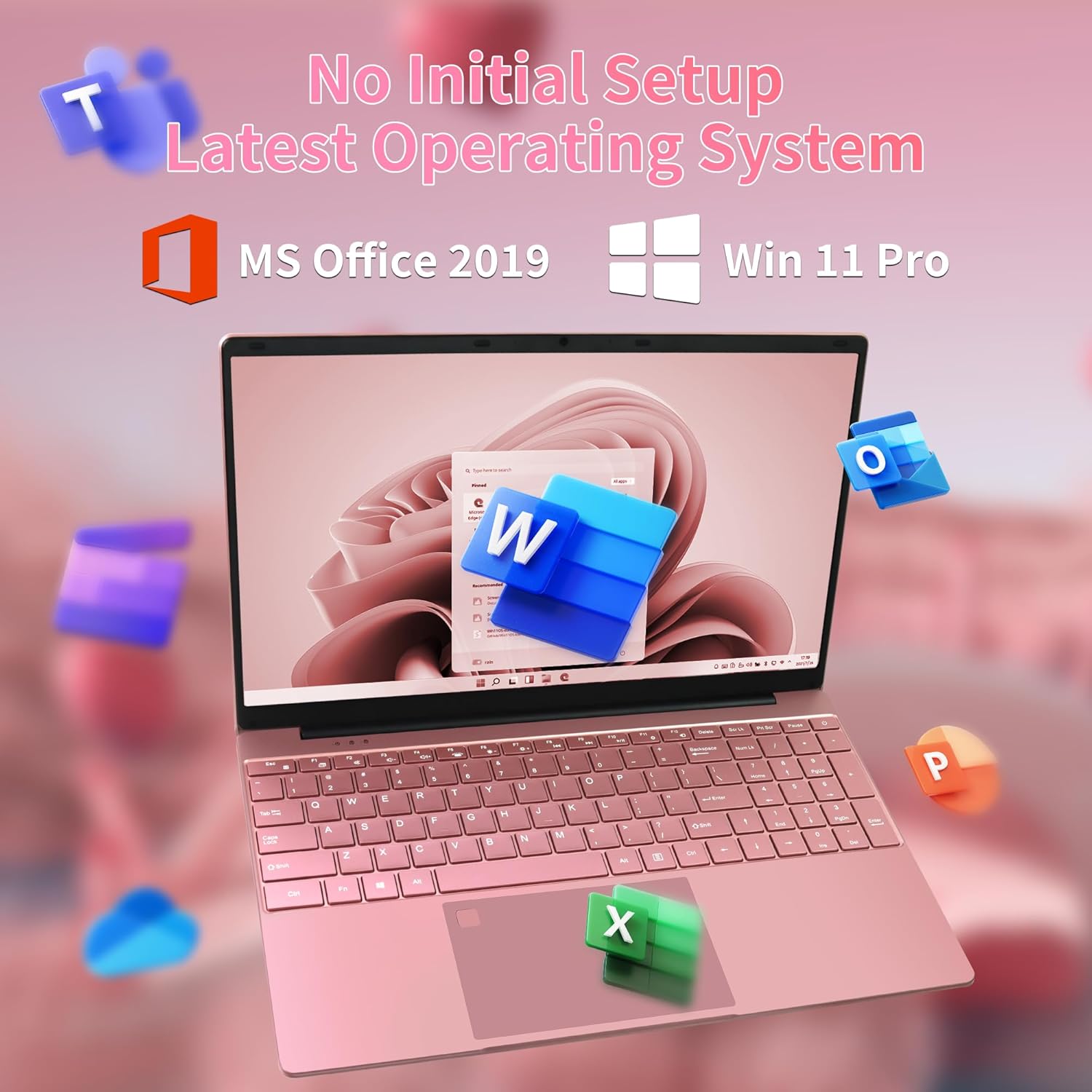 Win11MS Office2019 Laptop de alta velocidad con pantalla grande FHD de 15.6 pulgadas de alto rendimiento, Celeron N5095 (2.0 Ghz) CPU 16G RAM +