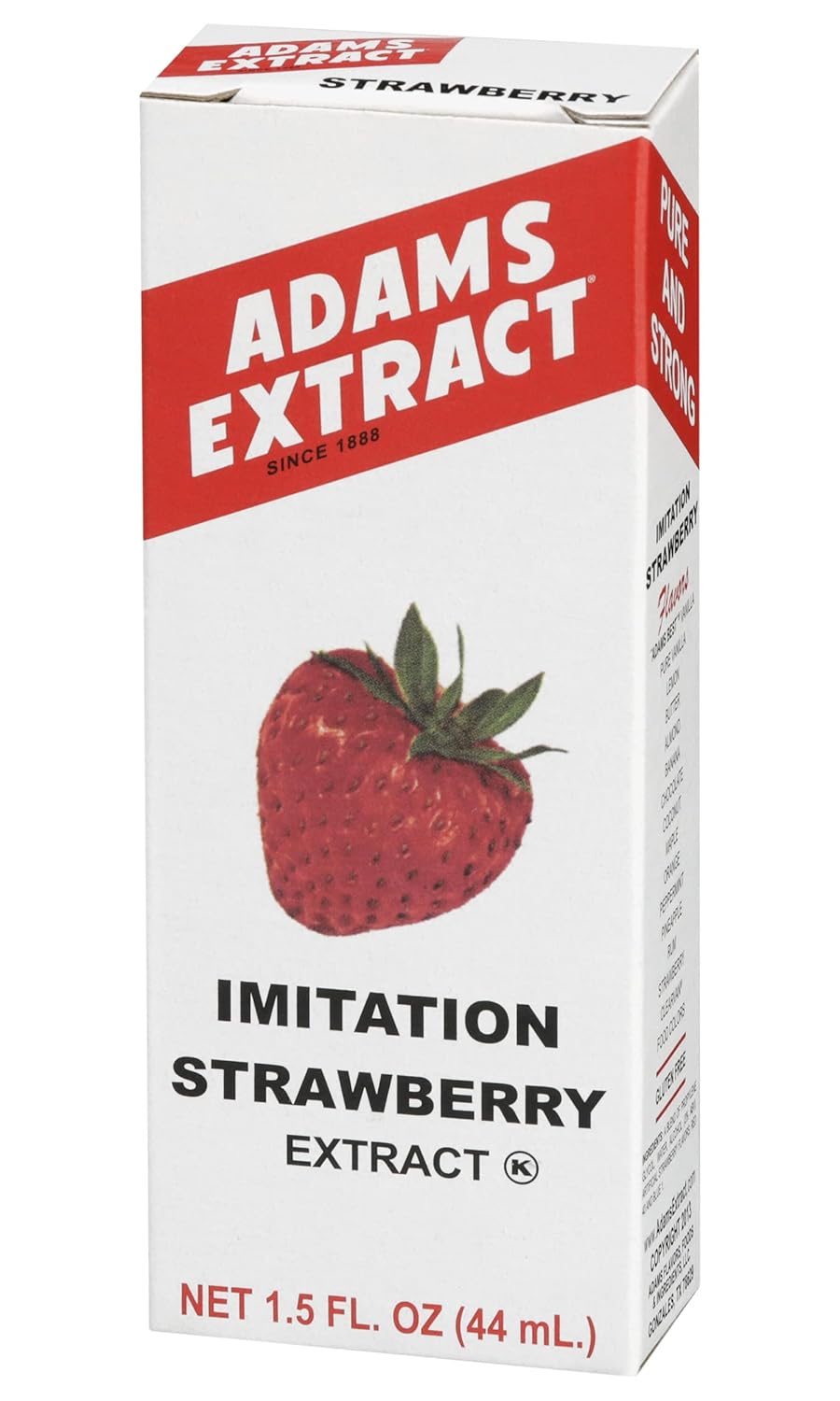 Adams Extract Extracto de fresa de imitación, extra fuerte, sin gluten, botella de vidrio de 1.5 onzas líquidas (paquete de 3)