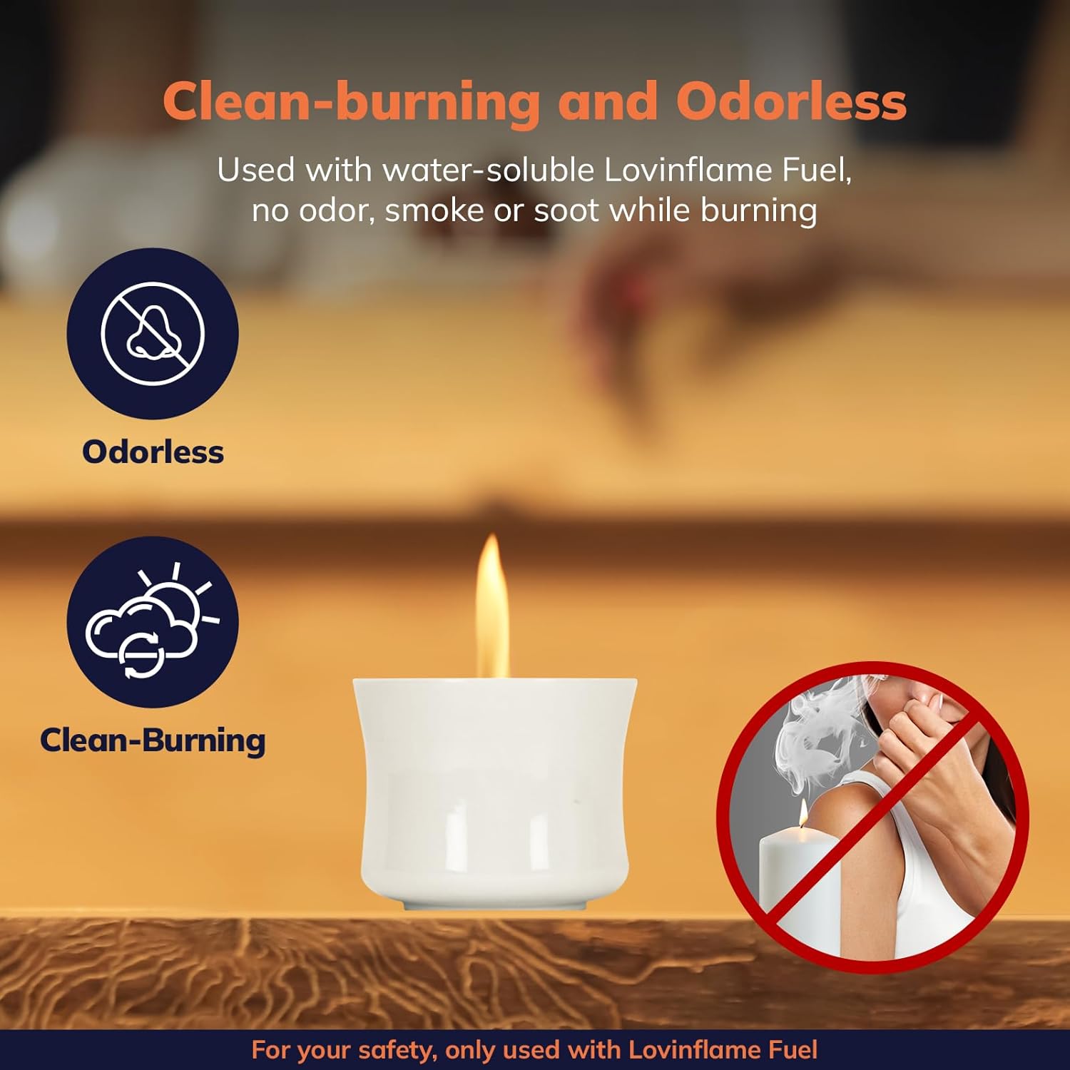 LOVINFLAME Velas de cerámica con perlas para regalo, portátil, de mesa, calentador de patio, chimenea, decoración interior del hogar, sin humo, solo