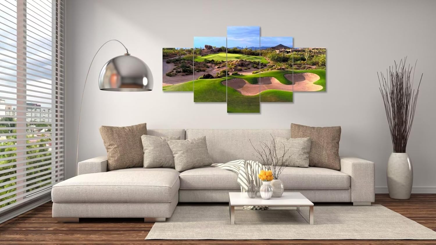 chenchenArt Arte de pared de campo de golf del desierto de Arizona para sala de estar, dormitorio, baño, decoración del hogar, campos de golf de
