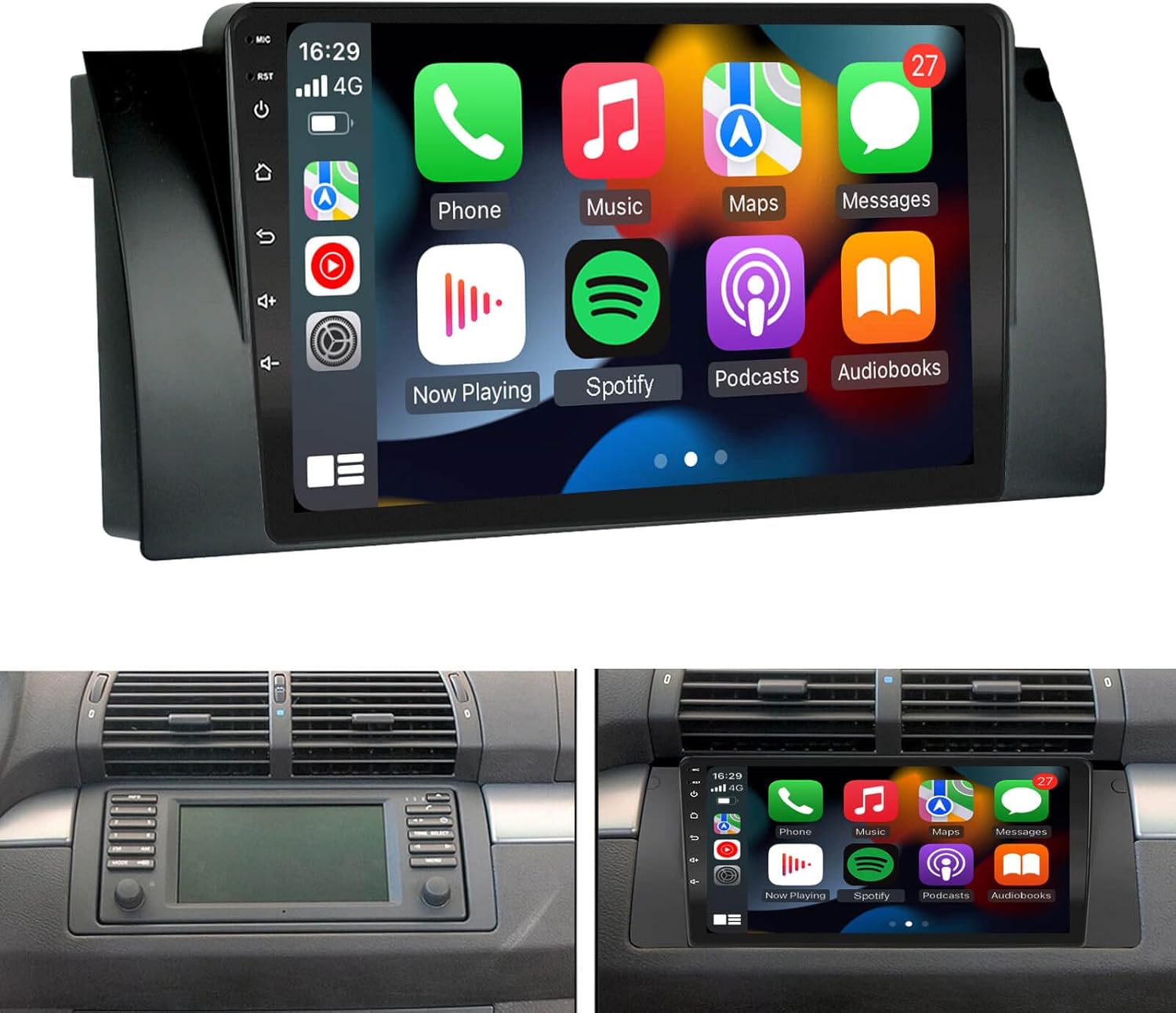 para BMW-E39-1996-2003-Radio, Ezonetronics -Carplay-Radio, con 1G RAM 32G ROM Bluetooth GPS Navegación Pantalla táctil EZoneTronics