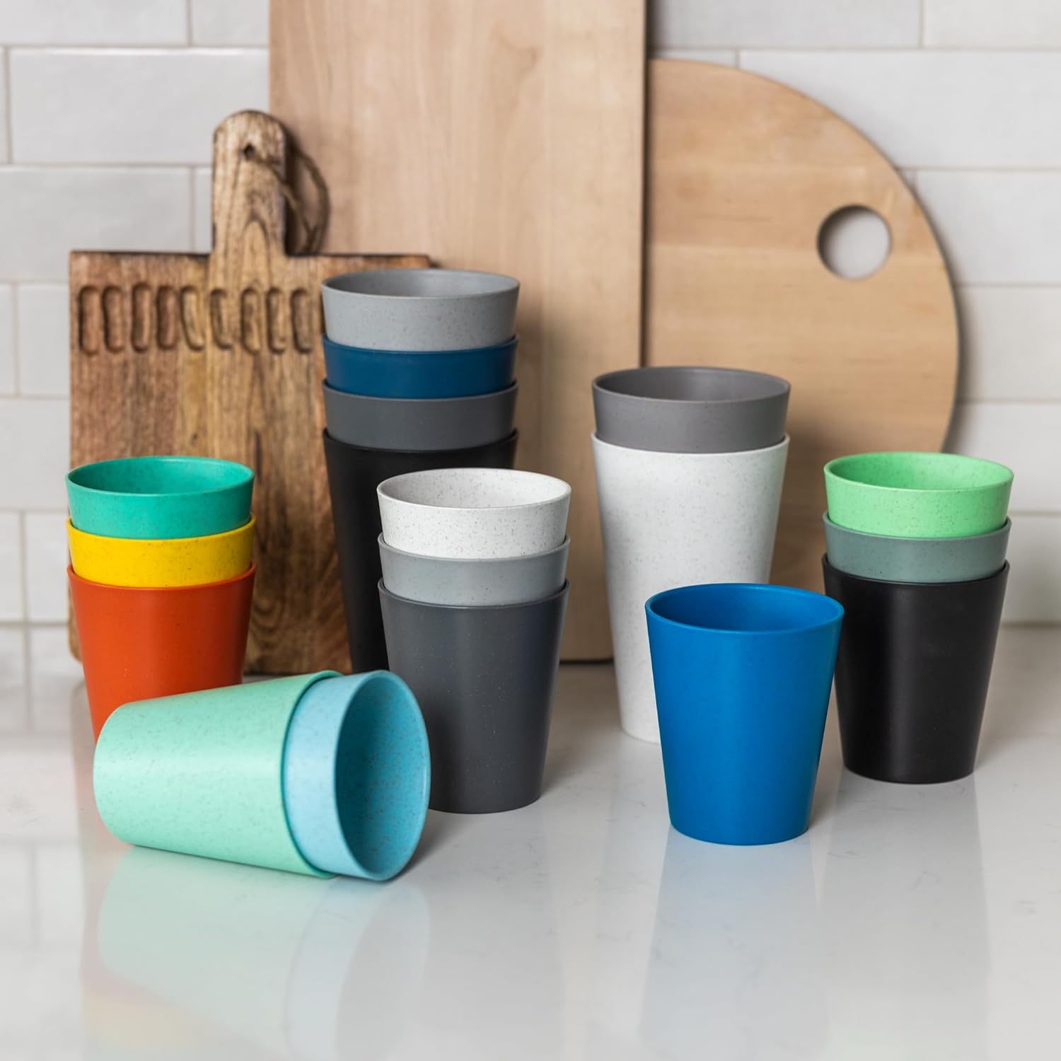 Grow Forward Vasos de paja de trigo de alta calidad, juego de 8 vasos irrompibles de plástico duro reutilizables de 13 onzas para agua, campamento,