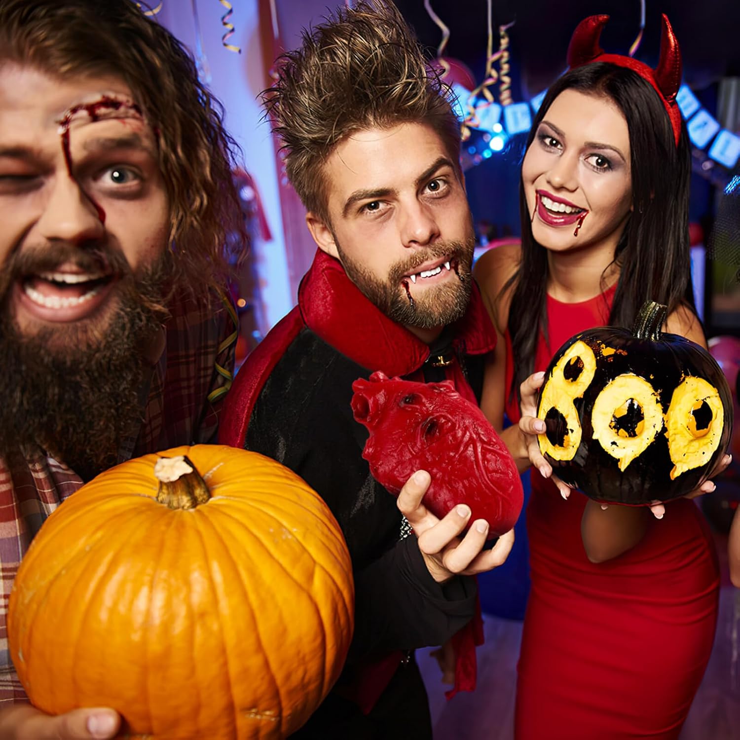 SEWACC Tiras de luz LED de corazón para Halloween, tiras de luz LED, suministros de fiesta para niños, decoración de fiesta de zombi, sangre azul,
