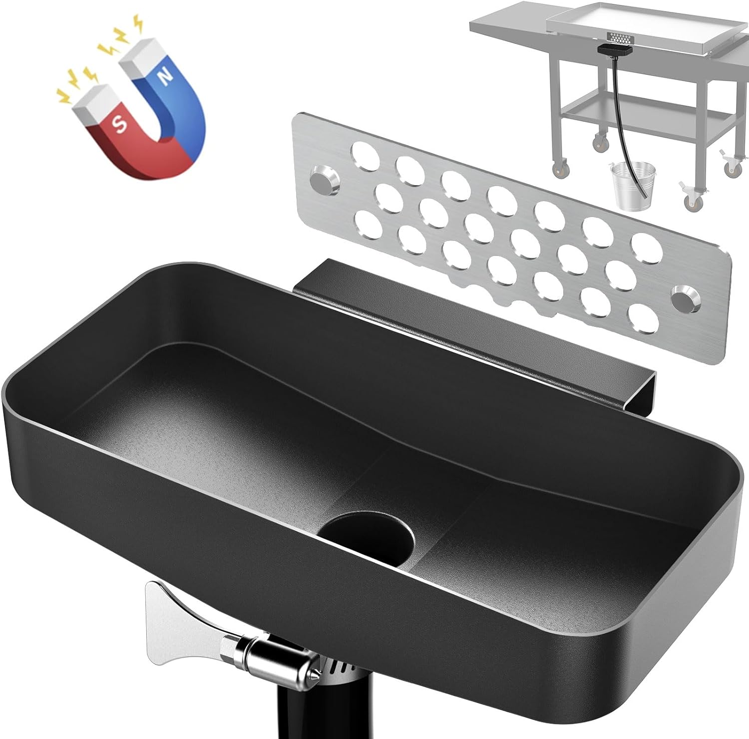 Embudo de drenaje de grasa trasero para parrilla Blackstone de 36 pulgadas con puerta magnética de grasa, accesorios creativos Blackstone