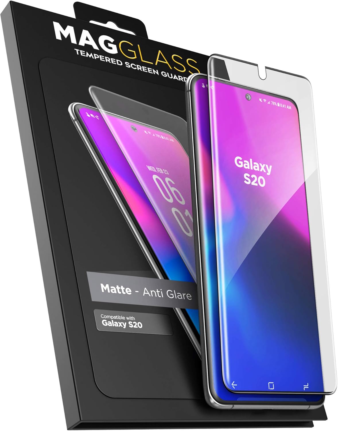 magglass Protector de pantalla mate para Galaxy S20 (resistente a las huellas dactilaressin burbujas), protector de vidrio templado antirreflejos