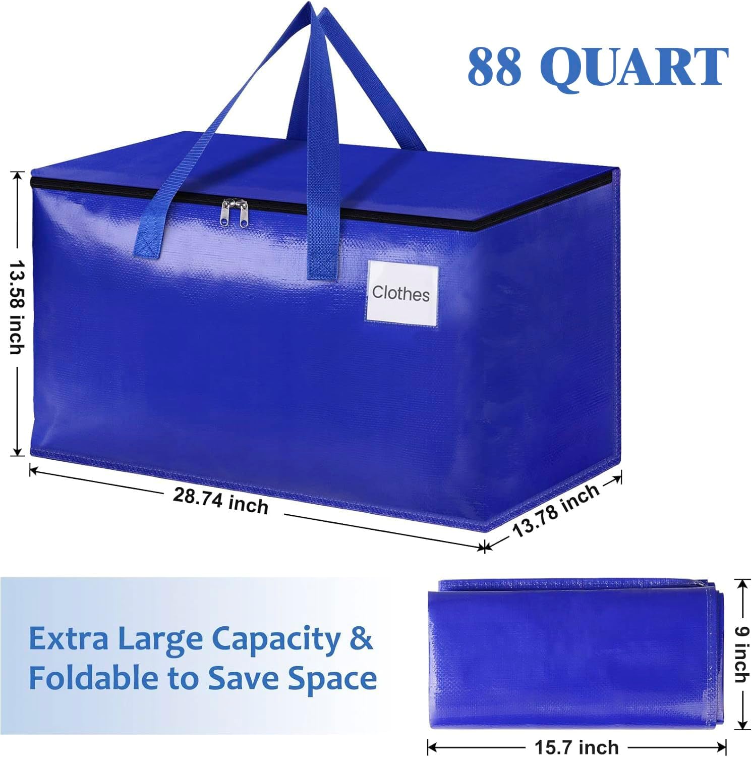 Bolsas de mudanza, bolsas de mudanza resistentes, bolsas de mudanza extra grandes con cremalleras y asas de transporte, bolsa de almacenamiento para
