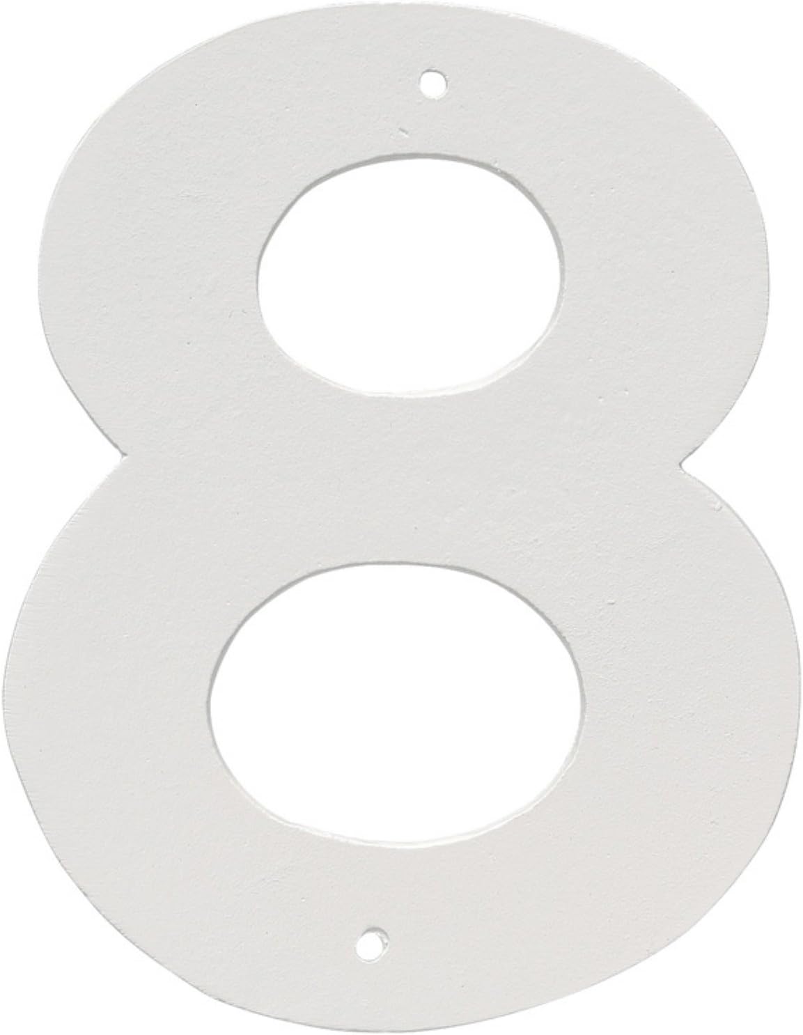 Placa de aluminio para exteriores con número 0 de 6 pulgadas, tamaño mediano, color blanco