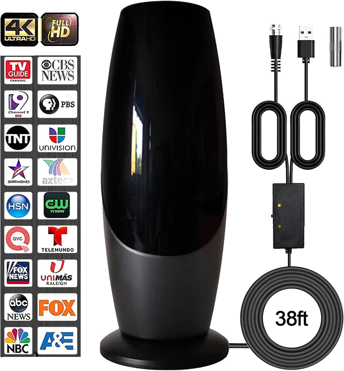 Antena de TV digital para Smart TV – Antena de TV HD amplificada 2024 para exterioresinteriores de largo alcance de más de 480 millas – Soporta