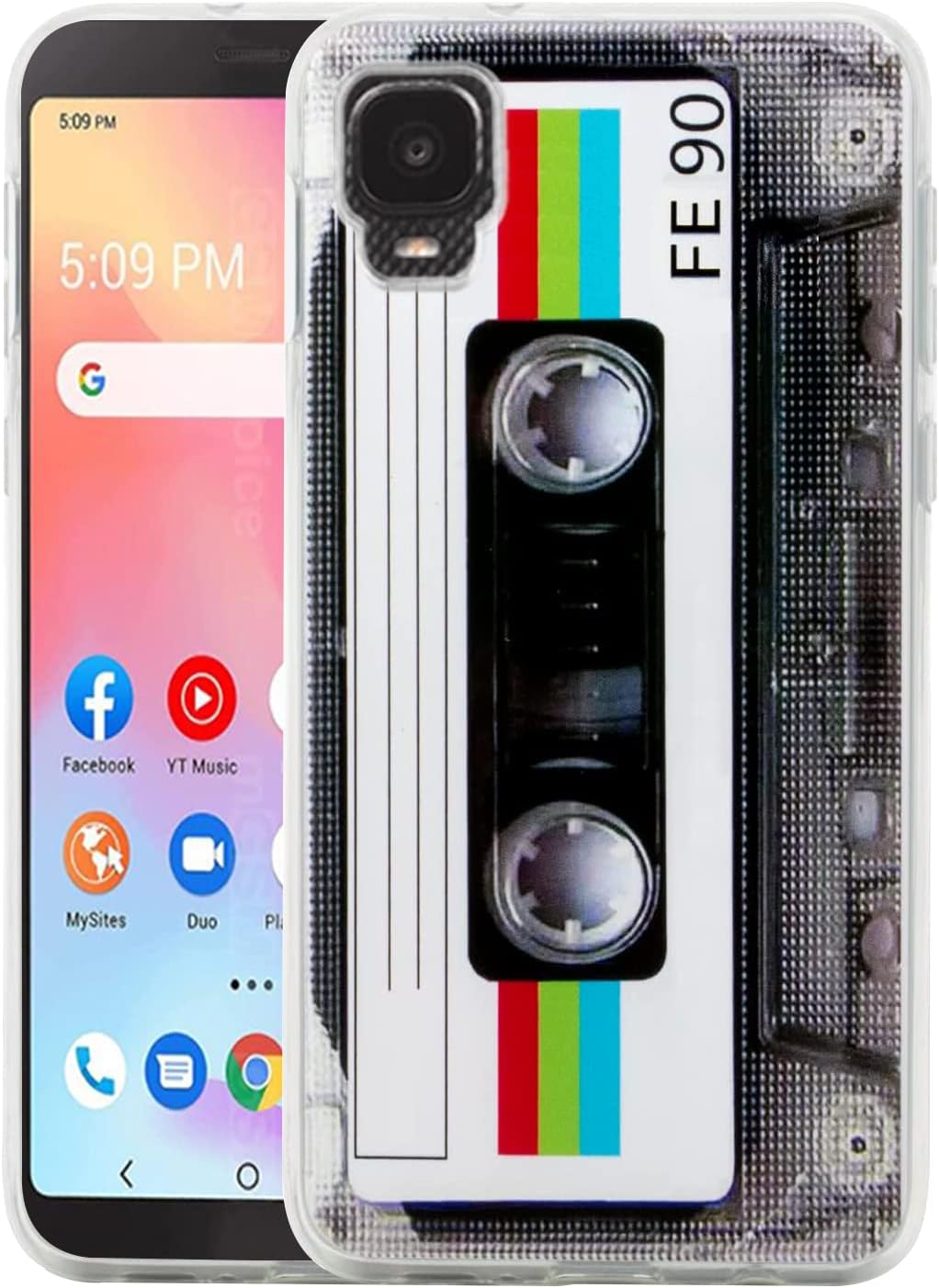 FLYING FLIER Funda de cinta de casete retro para Tracfone Alcatel TCL A3 A509DL Funda Vintage 80s 90s Cassete Tape TPU Funda protectora a prueba de