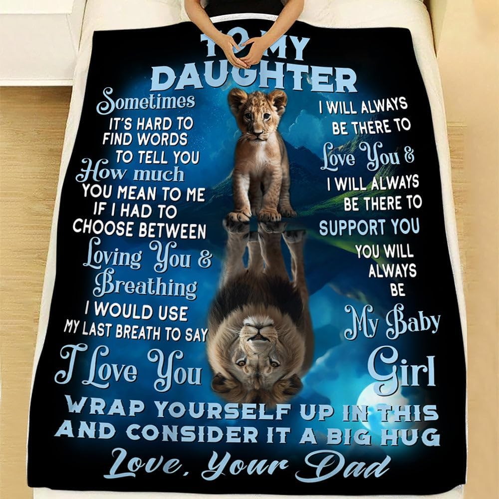 Namashops Manta de forro polar con texto en inglés To My Daughter from Dad, Tiger Fleece Blanket for Daughter para hija, manta de regalo para hija