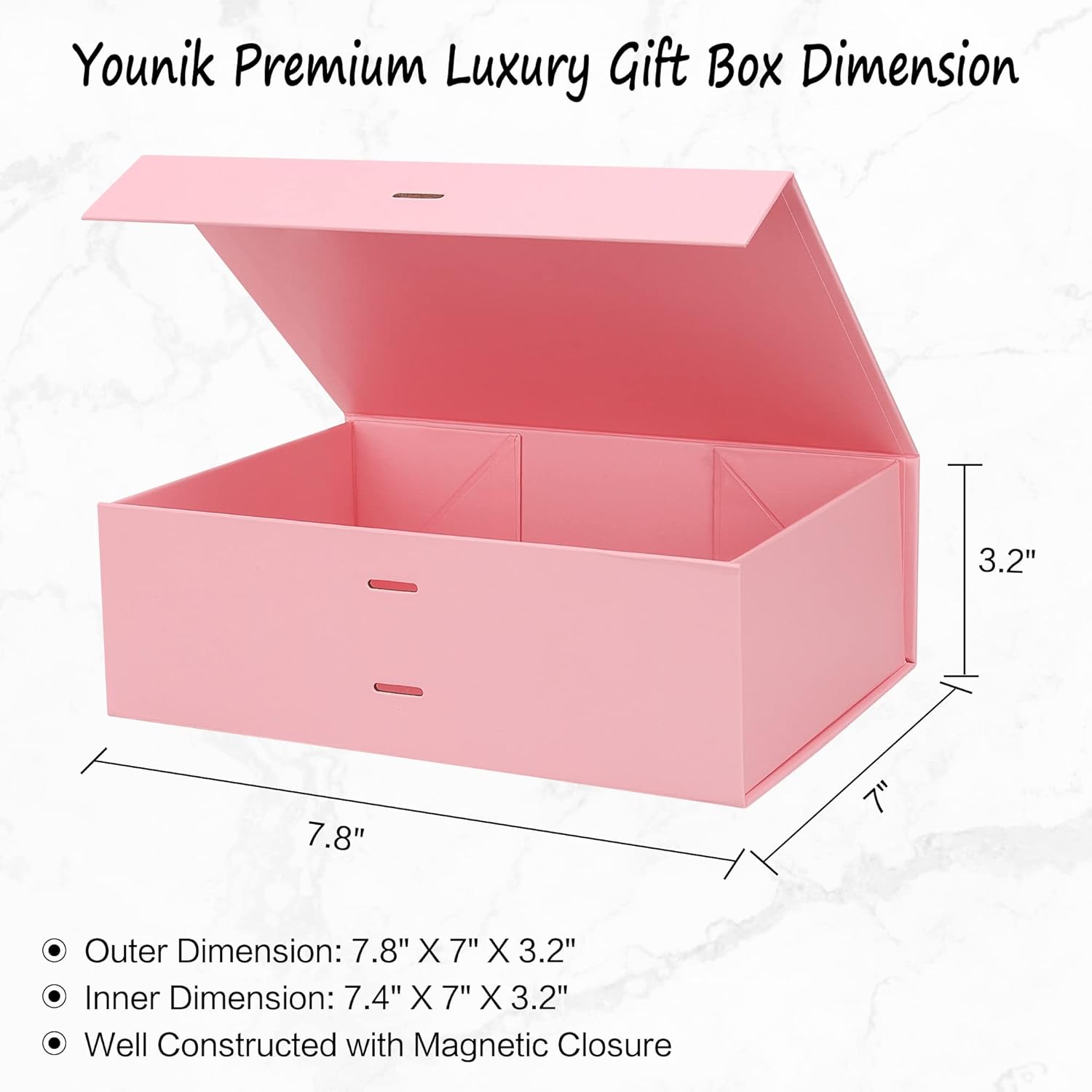 Younik Caja de regalo de lujo de 7.8 x 7 x 3.2 pulgadas, caja de dama de honor para padrinos de boda, pequeña caja de regalo rosa para graduación,