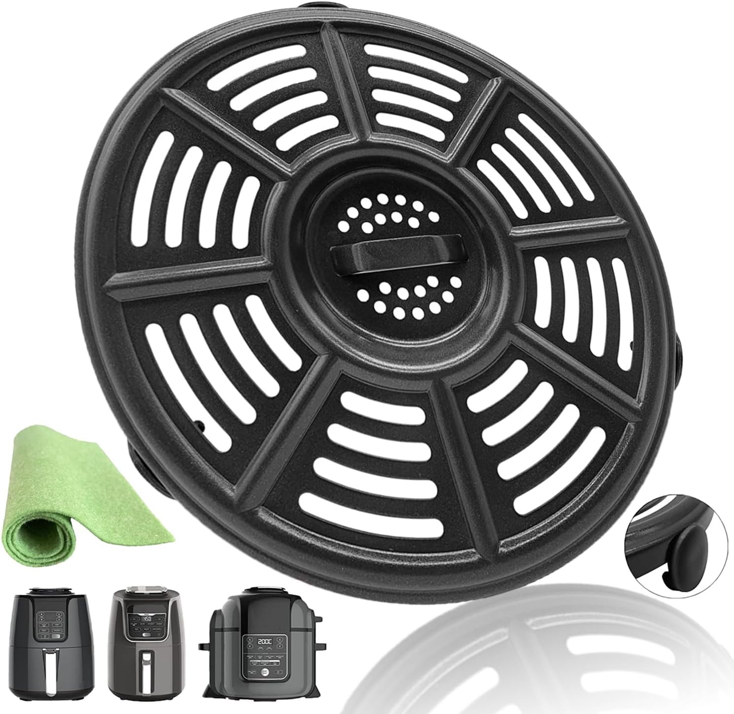 Gtiyzfae Bandeja para freidora de aire de 8.2 pulgadas para freidora de aire Ninja AF101 4QT AF161 AF150 XL 5.5QT, freidora de aire antiadherente