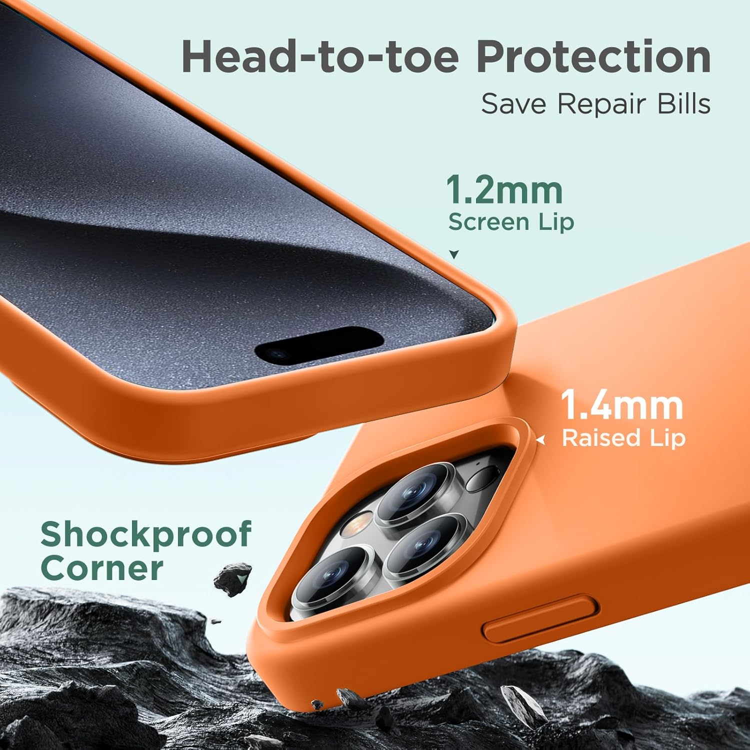 Cordking Funda diseñada para iPhone 15 Pro Max, funda de silicona ultra delgada a prueba de golpes para iPhone 15 ProMax con forro de microfibra