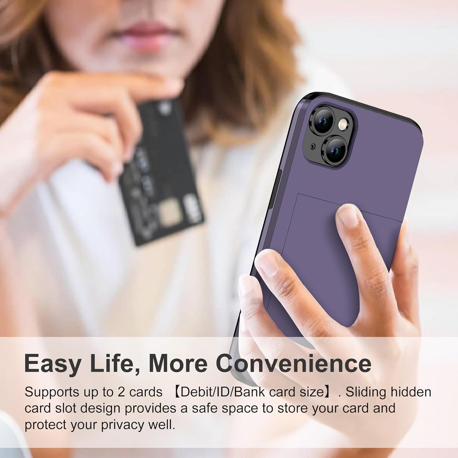 SAMONPOW Funda tipo cartera 4 en 1 para iPhone 15 con protector de pantalla y funda para cámara, funda híbrida de cuerpo completo para iPhone 15 con