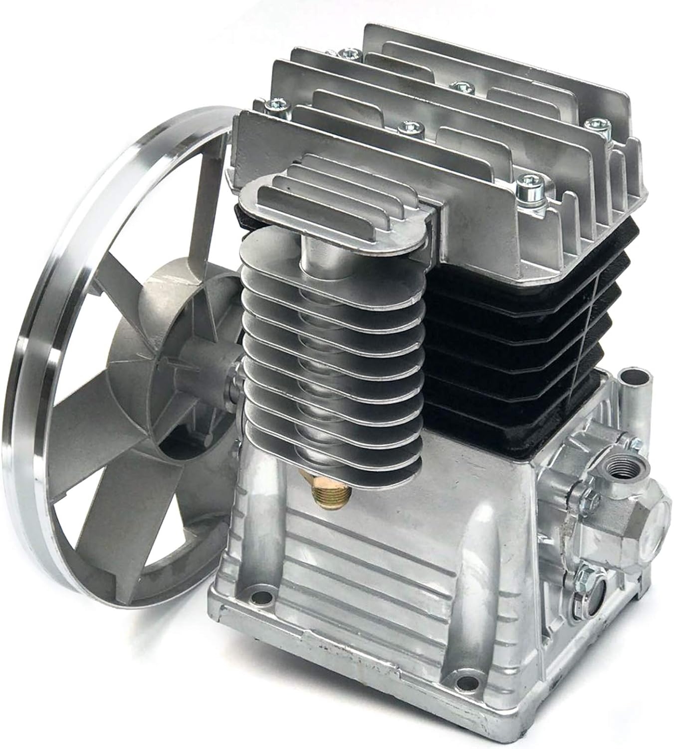 Bomba de compresor de aire 2HP, bomba de cabeza de compresor de aire de cilindro gemelo de pistón de 1.5KW, bomba lubricada de aceite de aluminio