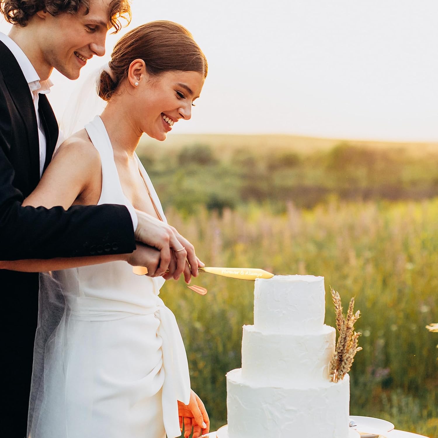 Juego personalizado de corte de pasteles para boda, servidor de pastel de boda grabado gratis, cuchillo de pastel de acero inoxidable y juego de