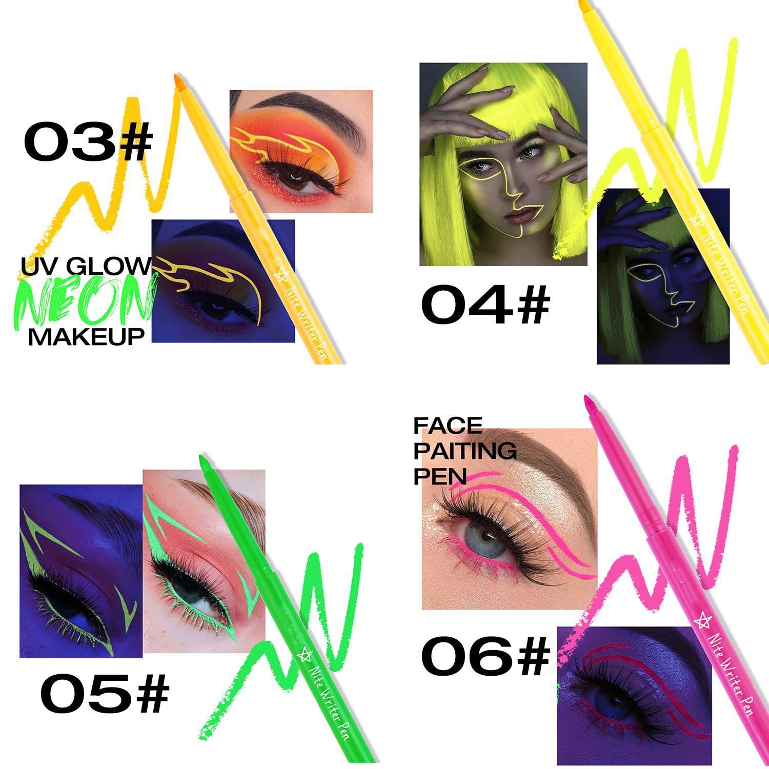 MAEPEOR Delineador de ojos de 12 colores mate, resistente al agua y a las manchas, maquillaje de ojos para uso diario y Halloween Navidad (juego 03)
