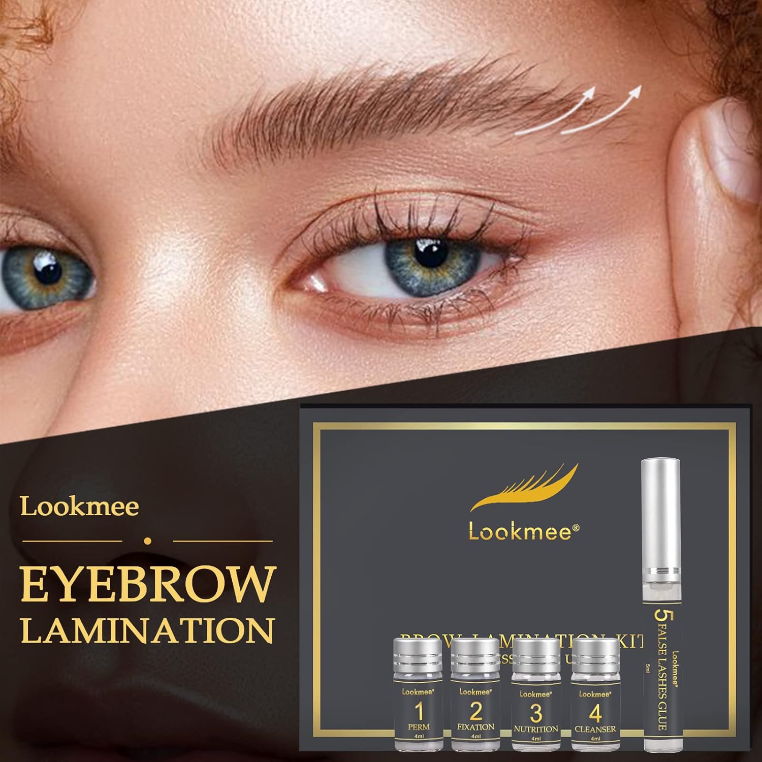 Kit de laminación de cejas, kit profesional de elevación instantánea de cejas, kit de permanente de cejas de larga duración para cejas más completas