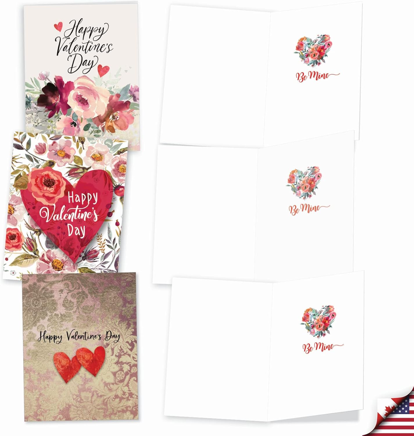 The Best Card Company Juego de 20 tarjetas de notas para el día de San Valentín surtidas de 4 x 5.12 pulgadas con sobres (10 diseños, 2 de cada uno)