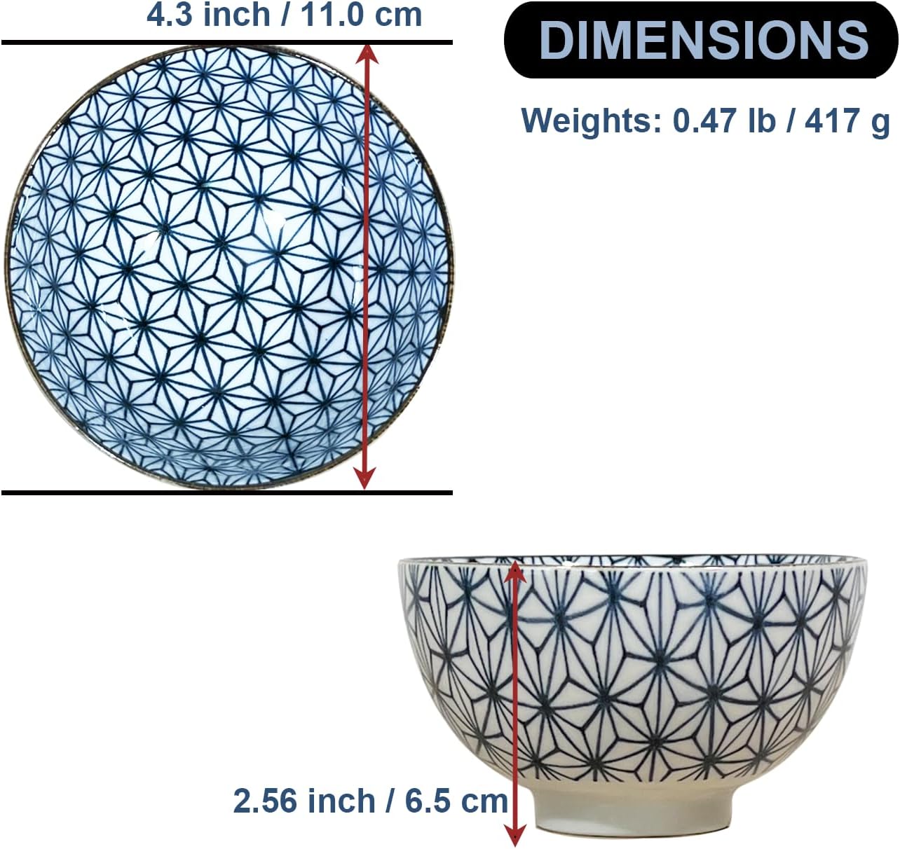 Vibrante colección de 5 cuencos de arroz en tamaño clásico japonés, tonos modernos, aptos para microondas y lavavajillas, presentados en elegante