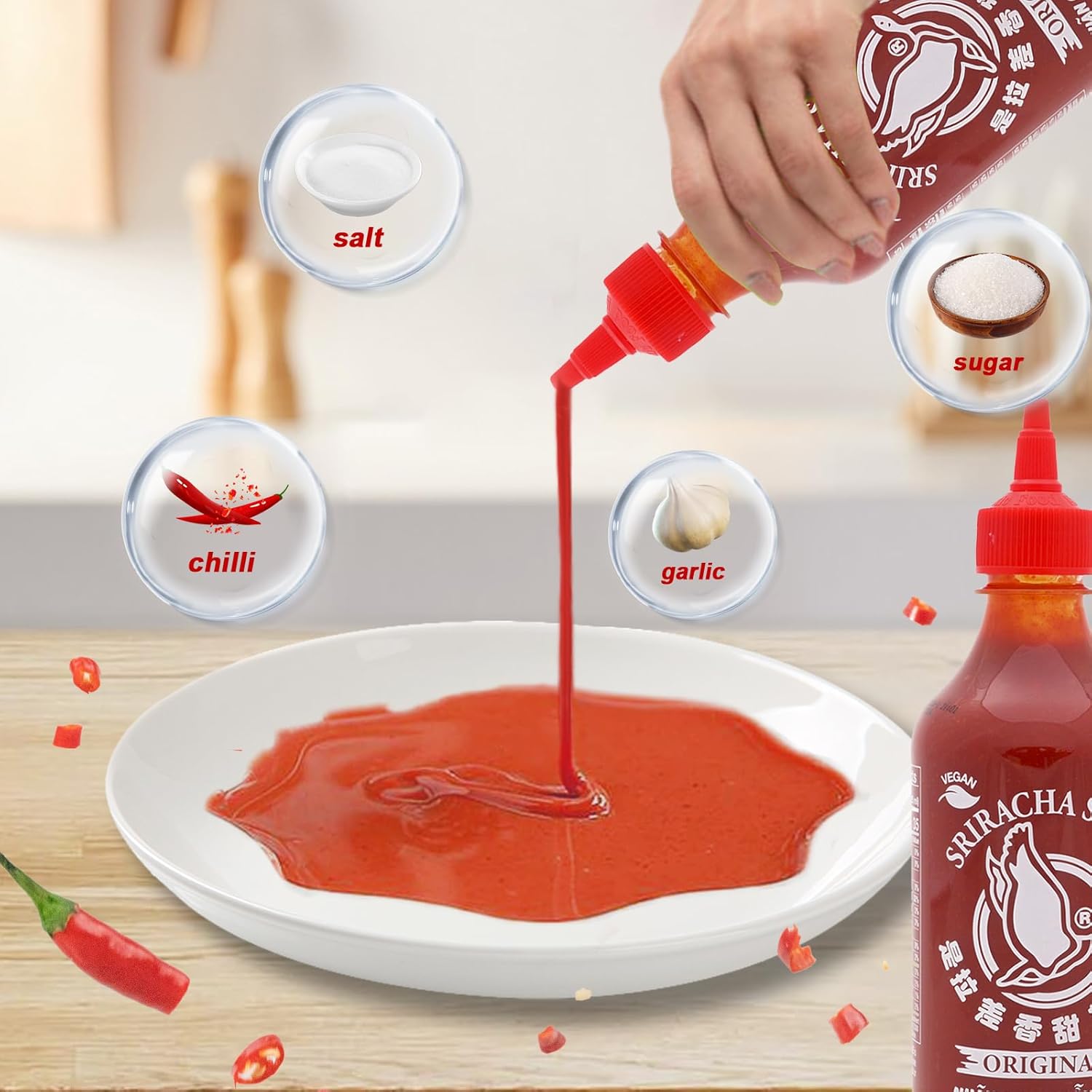 Flying Goose Salsa dulce Sriracha de 24.6 onzas, salsa de chile dulce Sriracha de Tailandia, sin gluten y vegana, sabor original en botella, 24.6