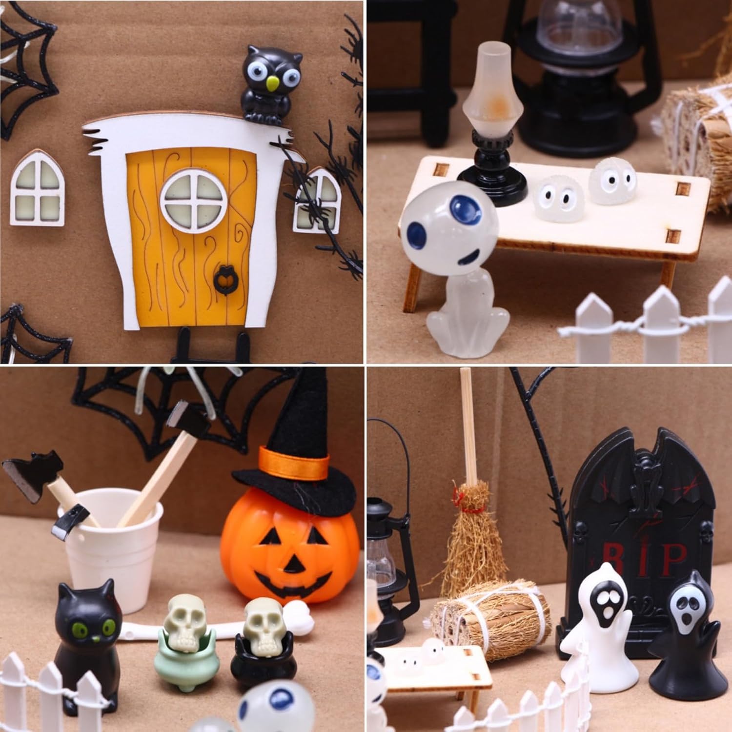 BinaryABC Casa de muñecas de Halloween, accesorios de jardín en miniatura, accesorios de jardín de hadas de Halloween, accesorios de pueblo de