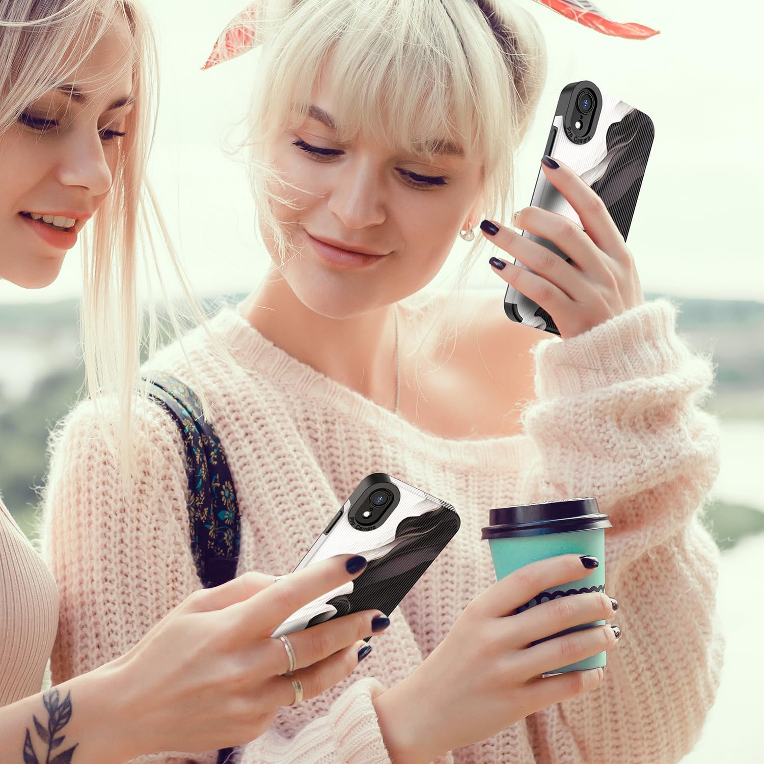 Funda de silicona compatible con iPhone XR para mujeres y niñas, TPU suave antigolpes, diseño aerodinámico de silicona, color negro