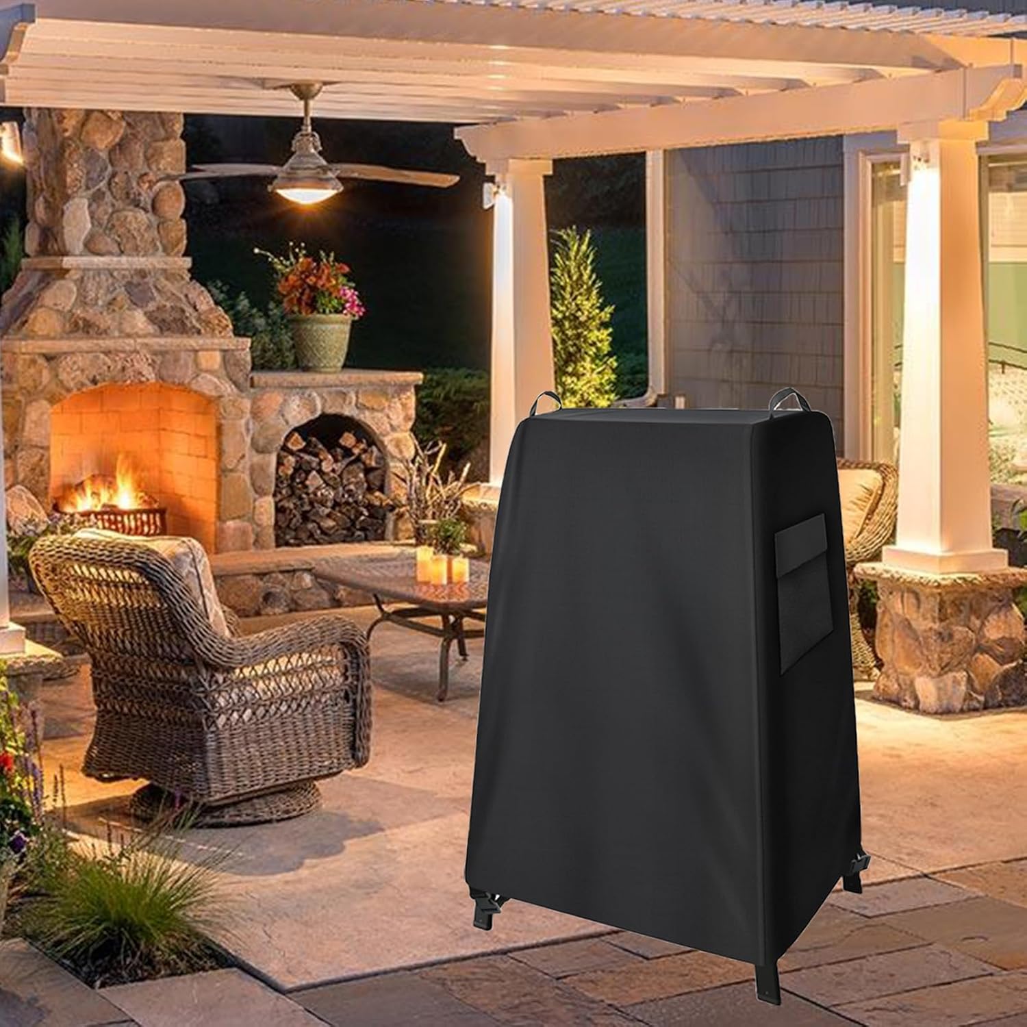 YZNKLXF Funda para horno de pizza Ninja OO101 Woodfire Series para soporte al aire libre, con bolsillos y asa, negro, accesorios para horno de pizza