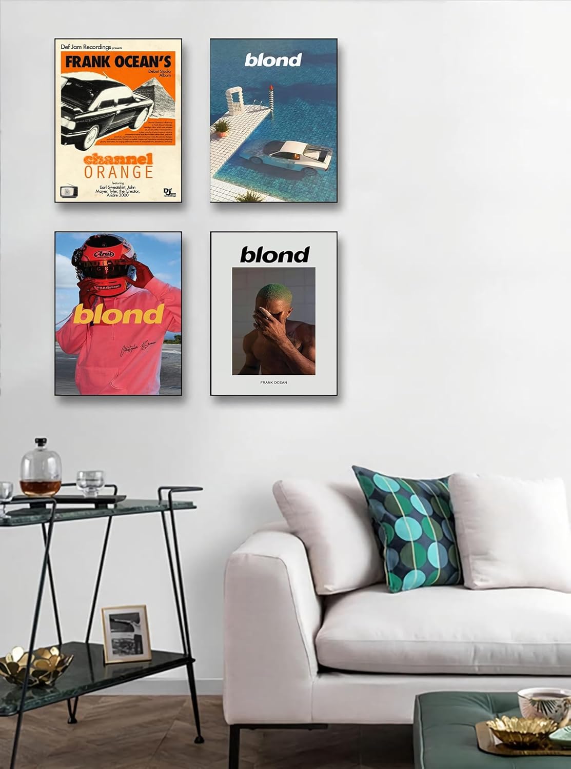 ZONTO Frank Ocean – Pósteres de portada de álbum de rapero firmado con música limitada, juego de 4 pósteres estéticos para sala de estar,