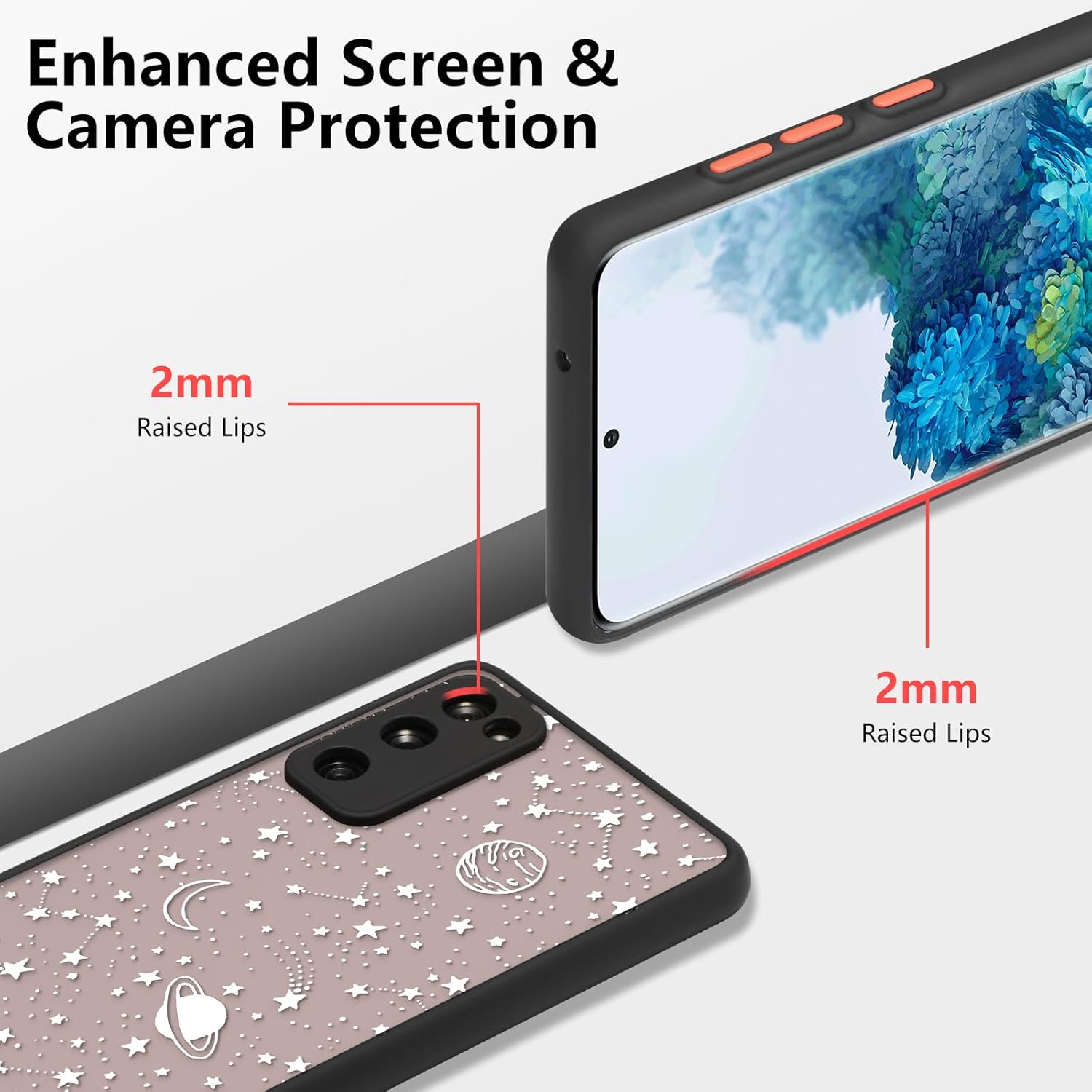 ZTOFERA Compatible con Samsung Galaxy S20 FE 5G, diseño de estrella planeta cielo translúcido esmerilado duro carcasa trasera de policarbonato de
