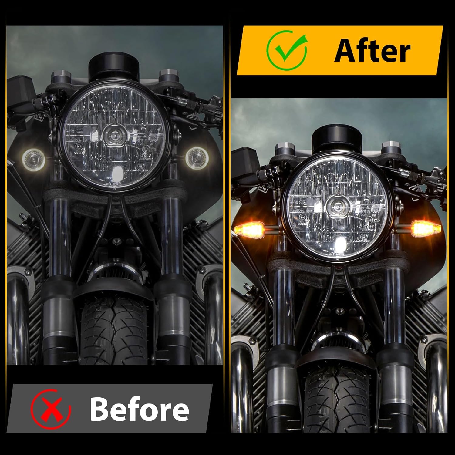 4 luces LED intermitentes para motocicleta, luces indicadoras de motocicleta de 12 V, luces LED intermitentes ámbar, luces LED intermitentes para