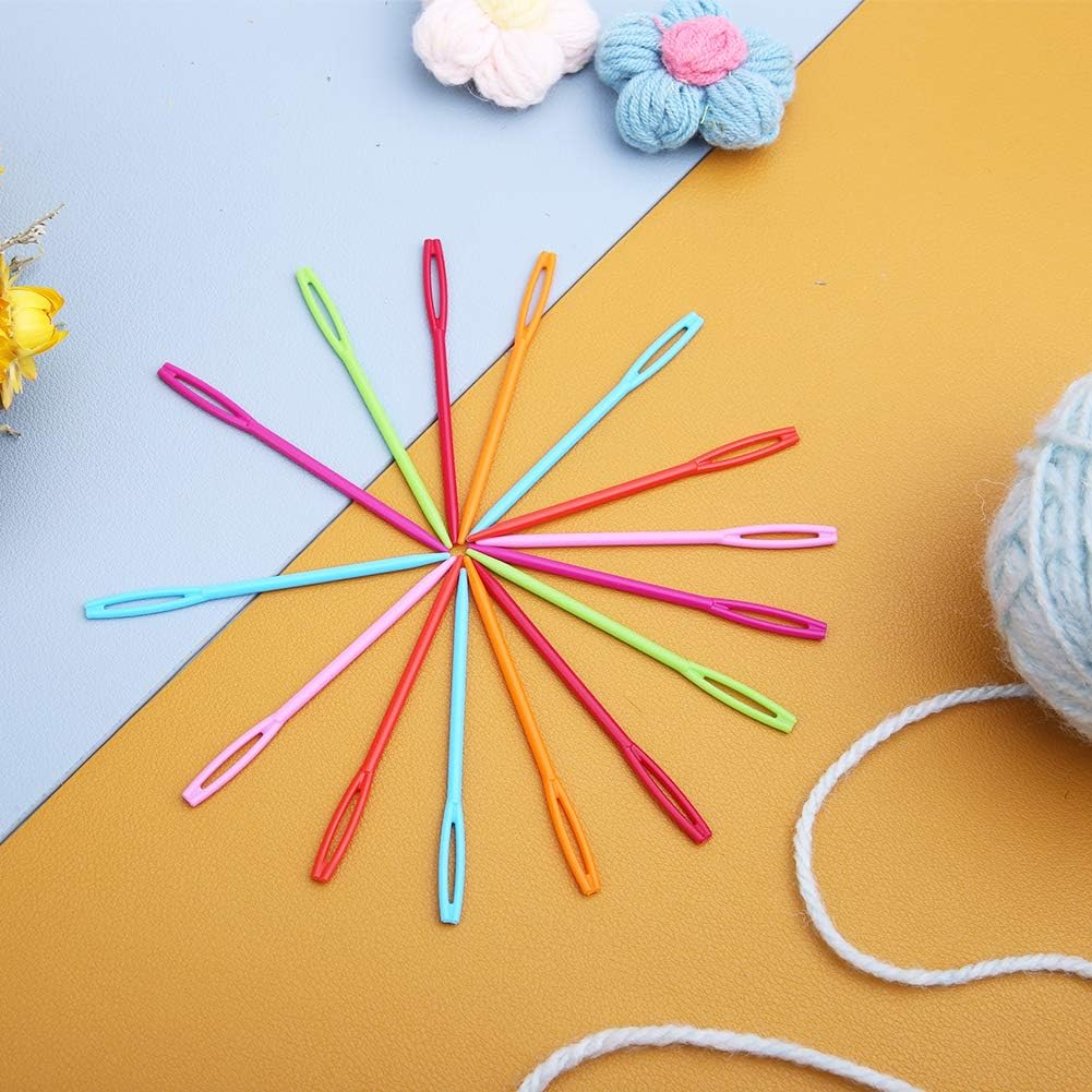 50 agujas de coser coloridas de plástico para ojos grandes, agujas de hilo de 2.75 pulgadas, agujas de tejer de plástico, agujas de bordar, agujas